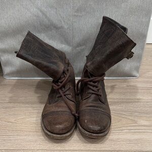 All Saints Dark Brown Combat Boots